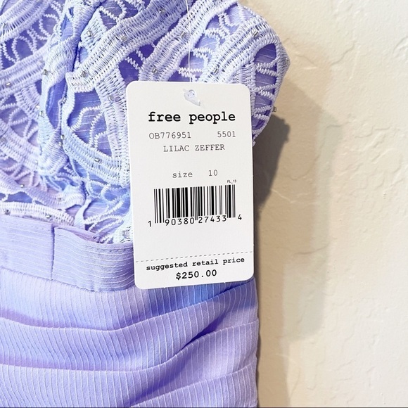 Free People We Go Together Embellished Mini Dress Party Purple 10 NWT - Picture 9 of 9